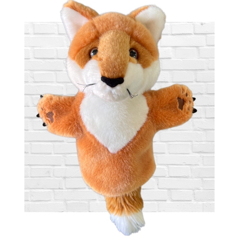 The Puppet Company Plush Fox Hand Puppet Orange and White Large